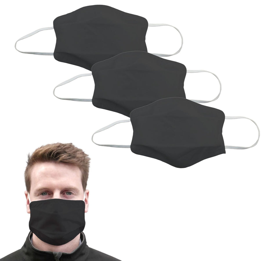 Tigerplast 3 Layer Washable Fabric Face Masks - Black, 3 Pack
