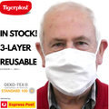 TIGERPLAST Fabric Face Mask Washable Reusable Mask Protect Anti-Microbial Mouth Cover - White - SuperSaverAU - view 2