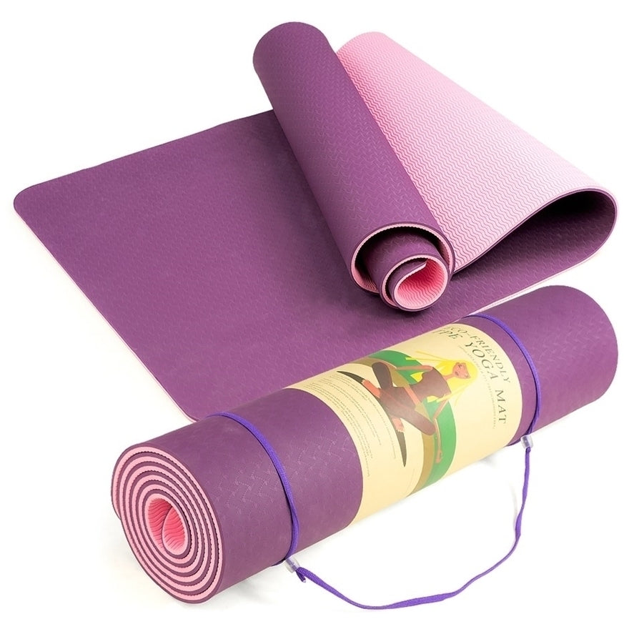 Premium Non-Slip TPE Yoga Mat with Carry Strap - Assorted Colours, 183 x 61 x 0.6cm