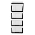 Premium MEGA 4 Tier Plastic Drawer Storage Cabinet - Black/White