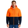 Premium Impel Orange Navy Hi Vis Full Zip Fleecy Safety Hoodie 3XL