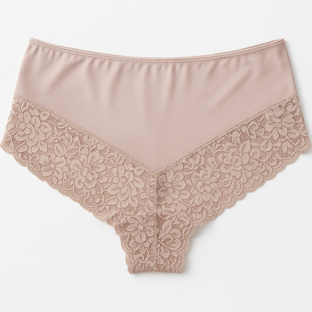 Premium Beige Women's Lace Boyleg Full Briefs AU 16