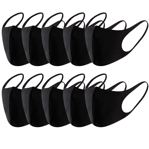 Premium Summer Reusable Breathable Face Masks - Black, 10 Pack