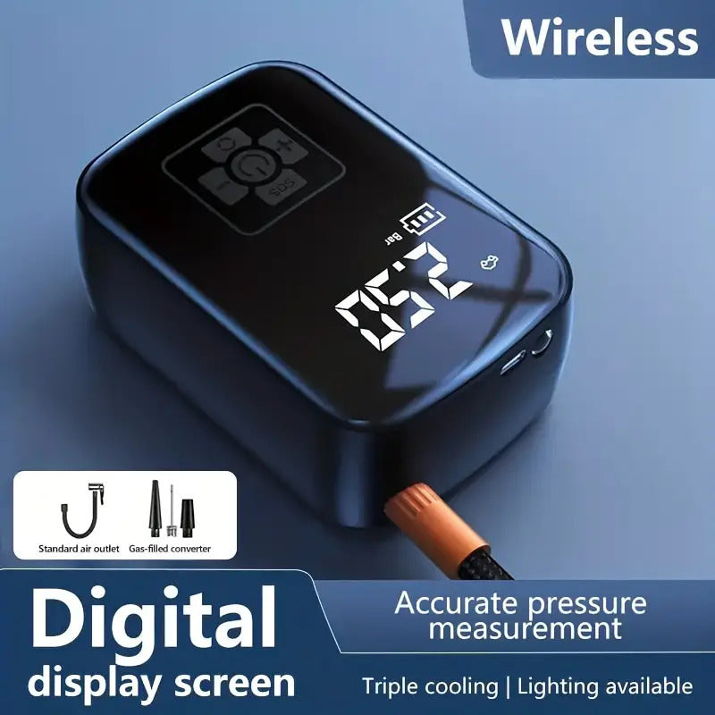 Rechargeable Car Tire Bike Air Pump Tire Inflator Portable Compressor Digital Cordles - SuperSaverAU - view 2