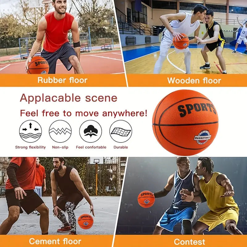 Premium Classic Rubber Training Basketball - Black/Orange, Size 7