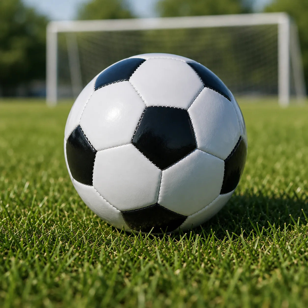 Premium Classic Machine-Sewn PVC Soccer Ball - Black/White, Size 5