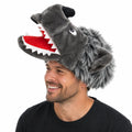 Premium Plush Wolf Hat with Open Mouth Design - Grey