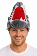 Premium Plush Wolf Hat with Open Mouth Design - Grey