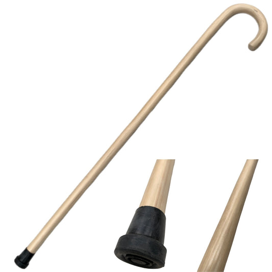 Wooden Lacquered Walking Stick 93cm - Sturdy, Varnished, Nonslip Ferrule, Beige