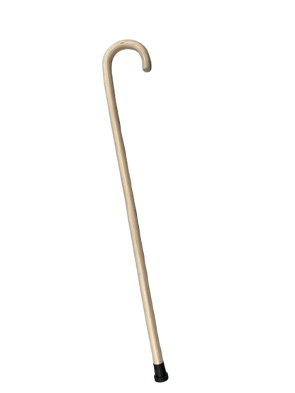 Wooden Lacquered Walking Stick 93cm - Sturdy, Varnished, Nonslip Ferrule, Beige