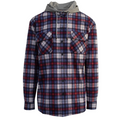 Premium Men's Navy Cotton Flannelette Hooded Shirt S