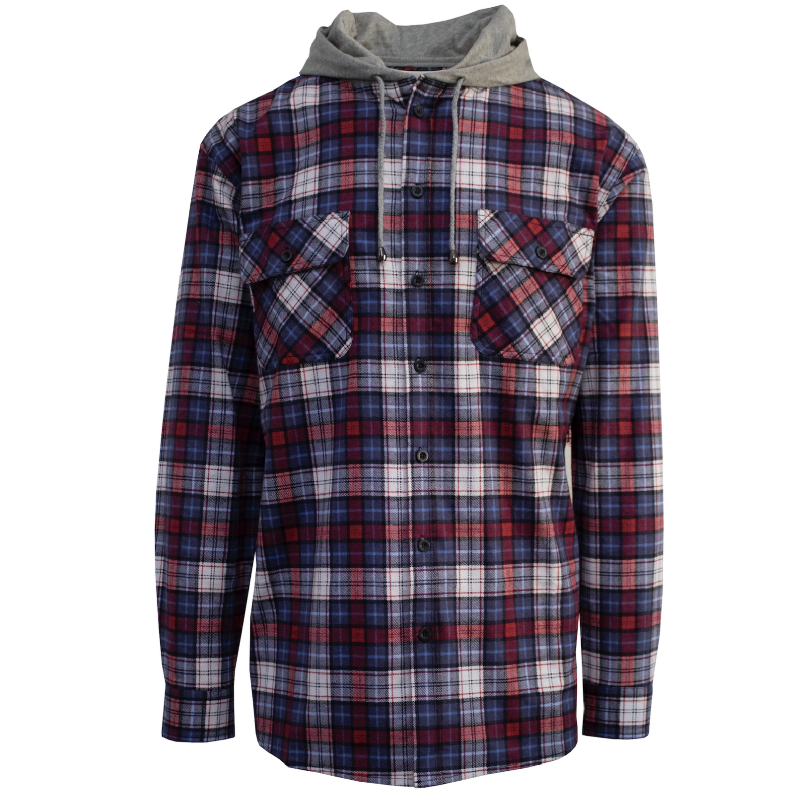 Premium Men's Navy Cotton Flannelette Hooded Shirt S