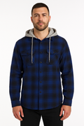 Premium Men's Royal Blue Cotton Flannelette Hooded Shirt S