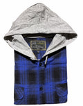 Premium Men's Royal Blue Cotton Flannelette Hooded Shirt S