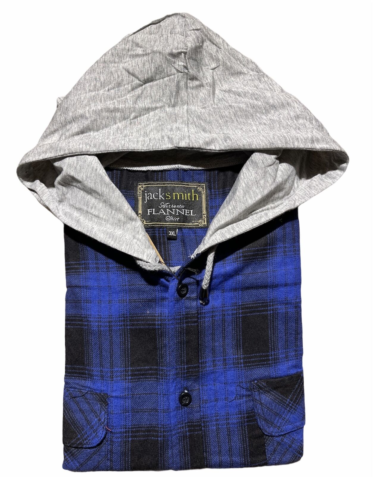 Premium Men's Royal Blue Cotton Flannelette Hooded Shirt S
