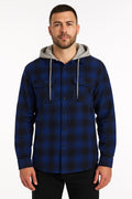 Premium Men's Royal Blue Cotton Flannelette Hooded Shirt S