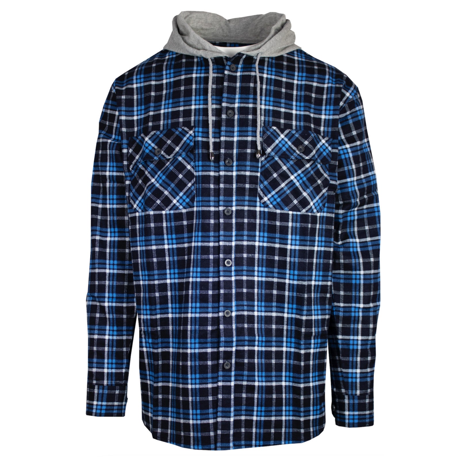 Premium Men's Turquoise Cotton Flannelette Hooded Shirt S