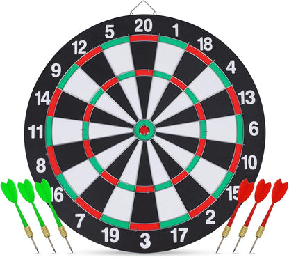 15" Professional Dartboard Set with Steel Darts - Double-Sided