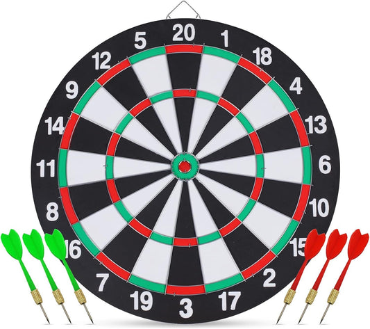 15" Professional Dartboard Set with Steel Darts - Double-Sided