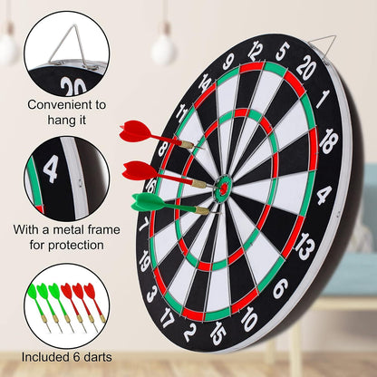 15" Professional Dartboard Set with Steel Darts - Double-Sided