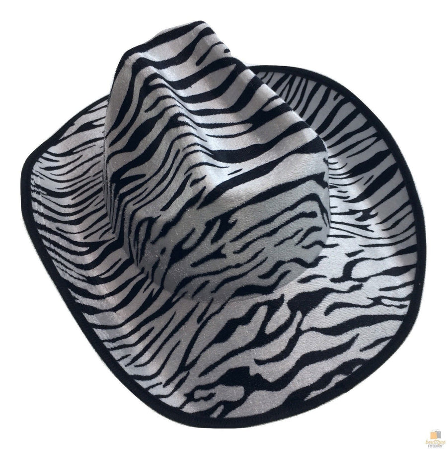 Premium Zebra Print Cowboy Hat for Adult Costume