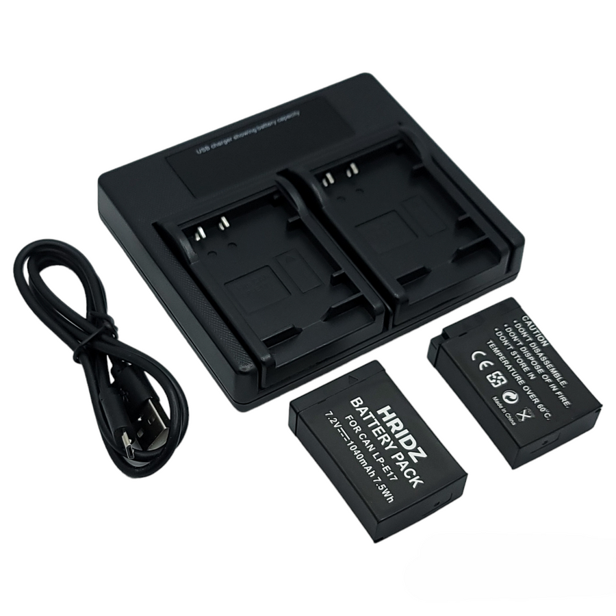 Hridz LP-E17 Batteries and Dual Charger for Canon EOS Cameras