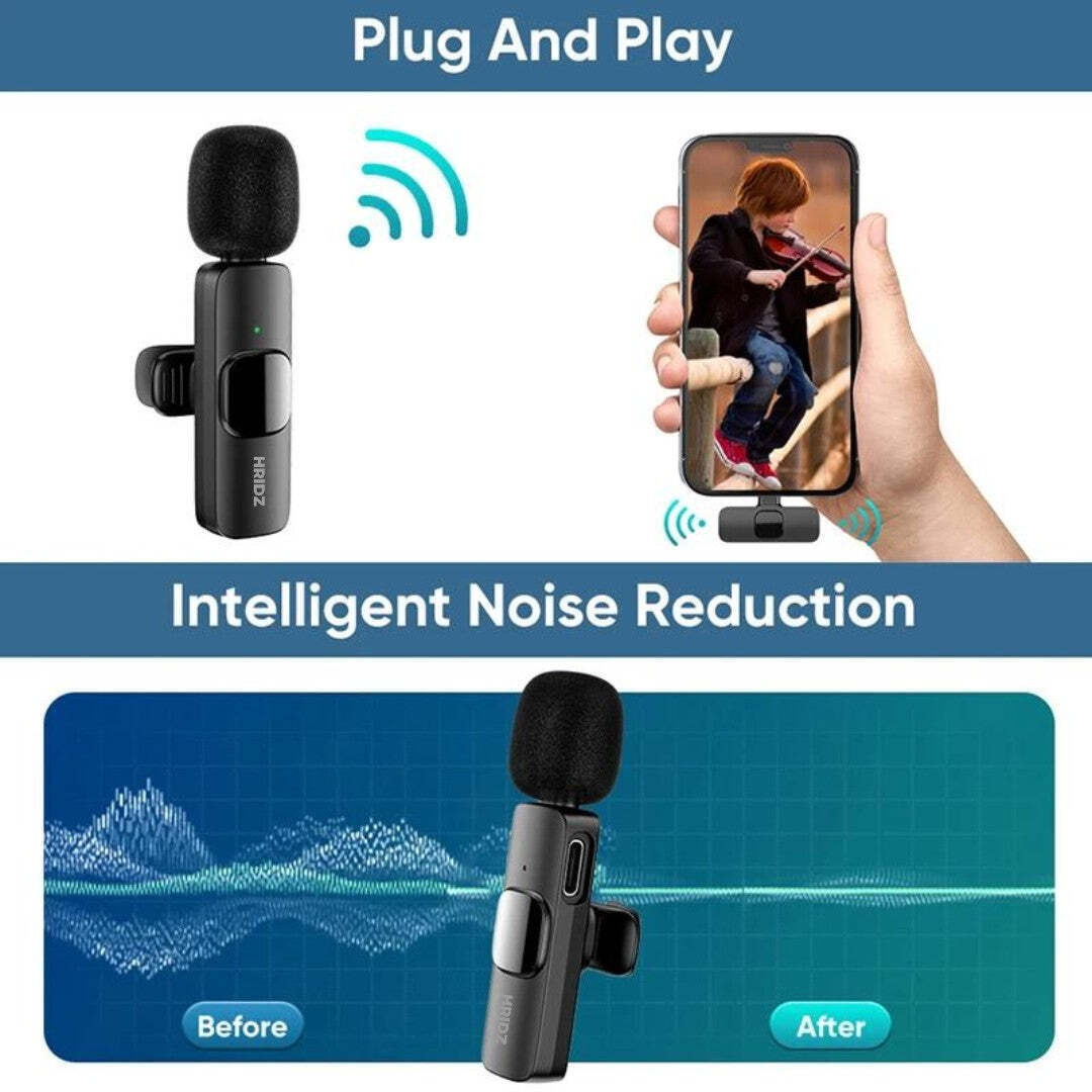 Hridz K31 3-in-1 Wireless Mini Microphone for iOS Android and Camera