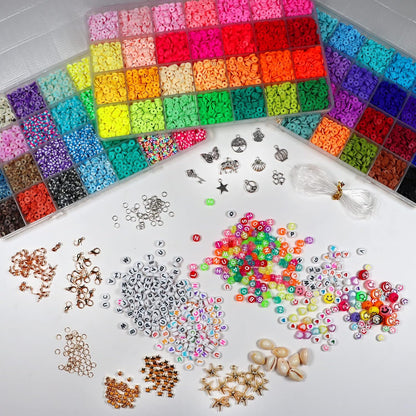 Premium Polymer Clay Beads Kit - 13200PCS, 84 Colors, Alphabet & Accessories for DIY Jewelry