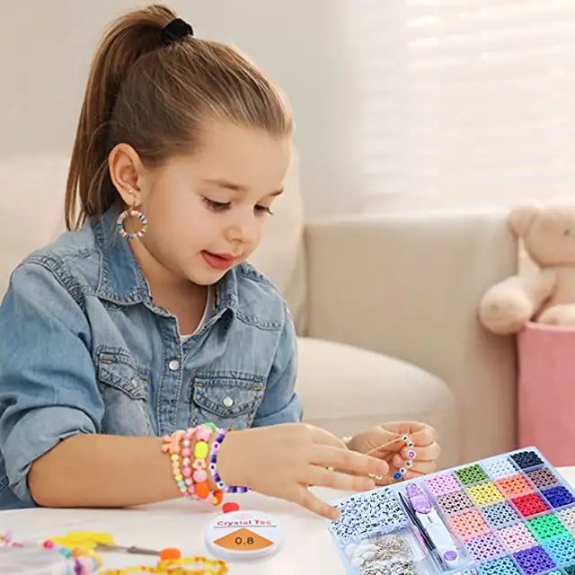 Premium Polymer Clay Beads Set 6000pcs, 24 Colours for DIY Bracelet Making