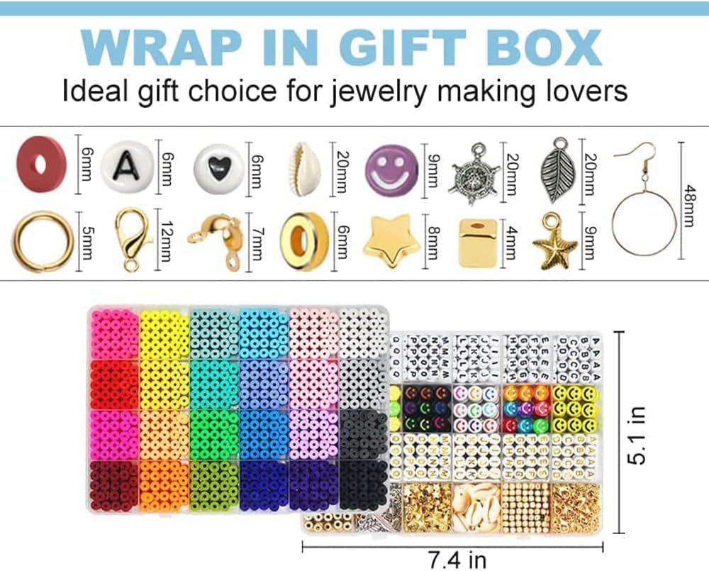 THELI-CRAFT 6000pcs Polymer Clay Beads Set, 24 Colors, Jewelry Making Kit - SuperSaverAU - view 1