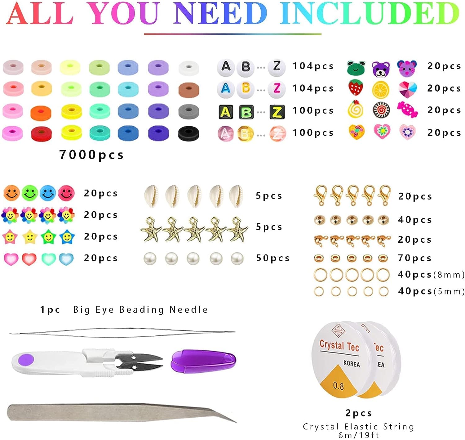 Theli Craft 7860pcs 28 Colors 6mm Polymer Clay Bead Jewelry Making Kit - SuperSaverAU - view 2