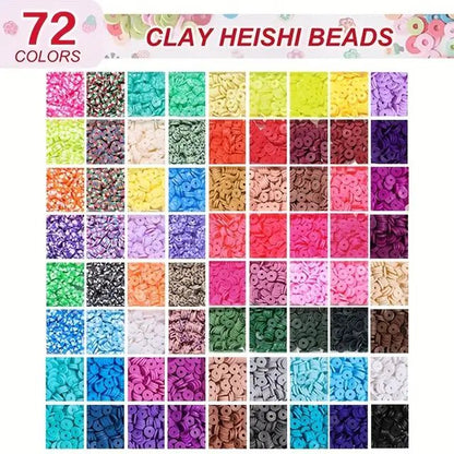 10800pcs Clay Beads Jewelry Making Kit - 72 Colors Heishi Spacer Beads