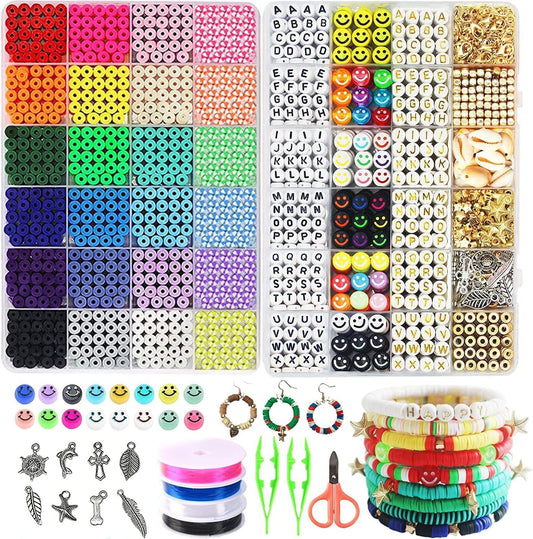 THELI-CRAFT 7200pcs Polymer Clay Beads Set - 24 Colors, Jewelry Making Kit