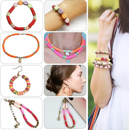 THELI-CRAFT 7200pcs Polymer Clay Beads Set - 24 Colors, Jewelry Making Kit