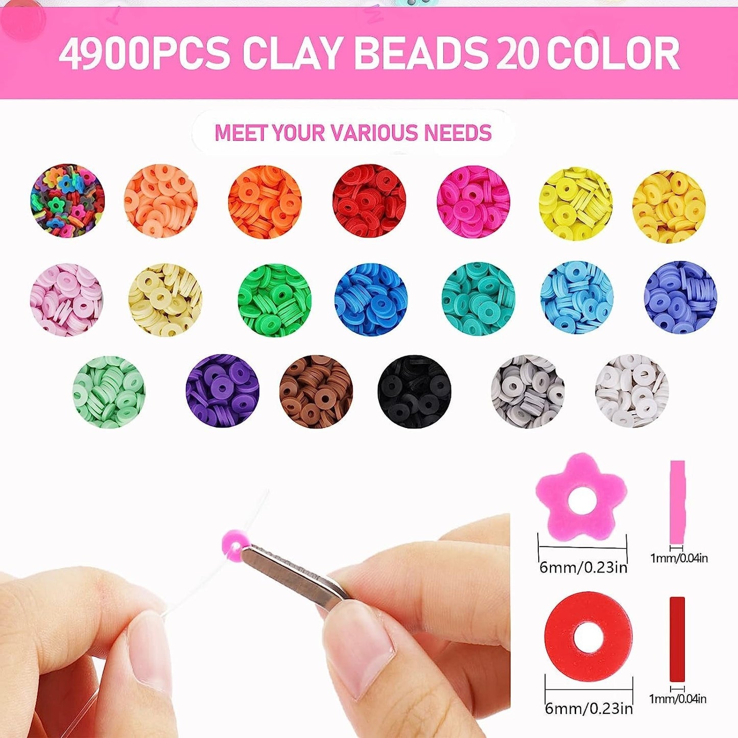 TheliCraft 5300pcs Clay Beads Bracelet Making Kit - 20 Colours, Smiley Face Beads