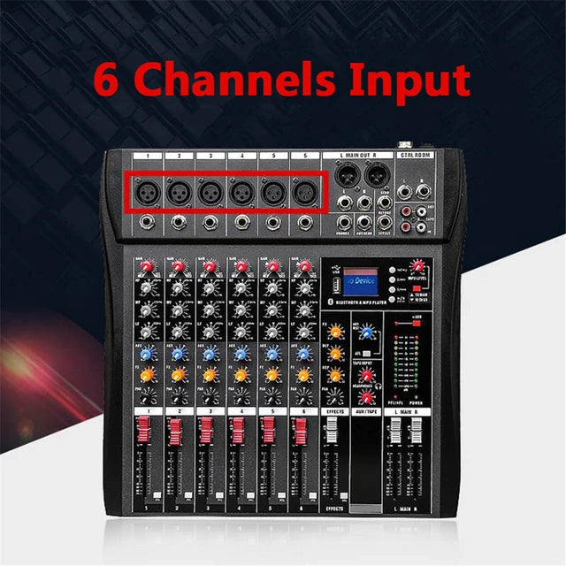 Hridz CT-60S 6-Channel Bluetooth USB Audio Mixer
