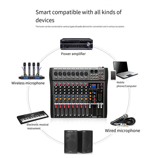Hridz CT-80S 8-Channel Bluetooth USB Audio Mixer