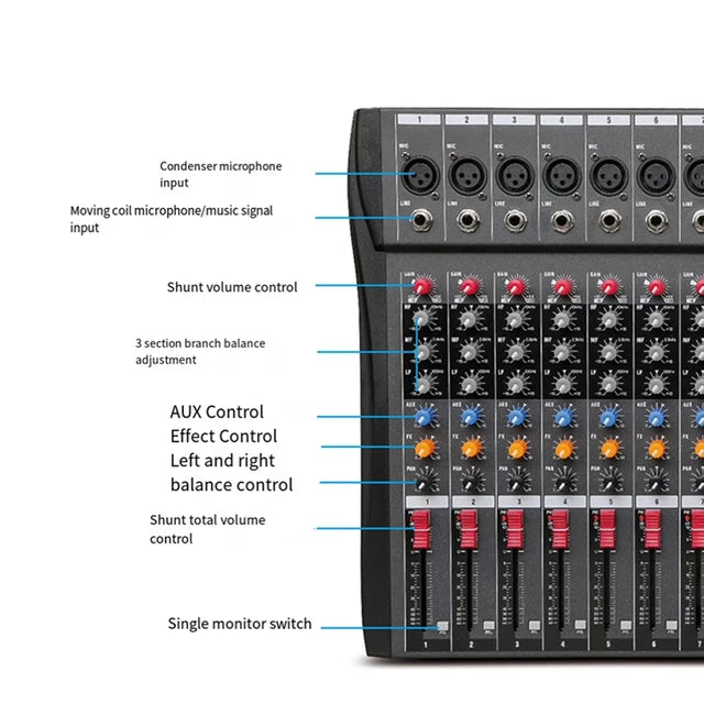 Hridz CT-80S 8-Channel Bluetooth USB Audio Mixer