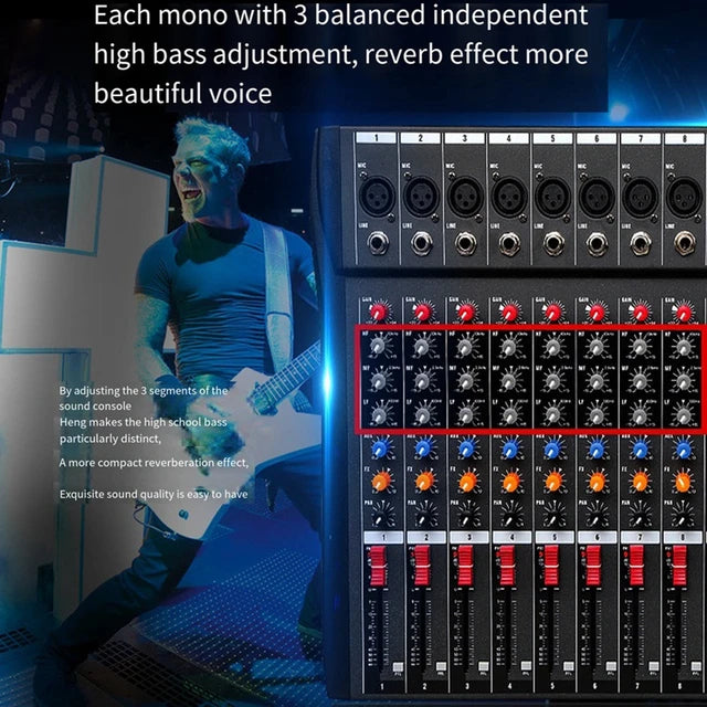 Hridz CT-80S 8-Channel Bluetooth USB Audio Mixer