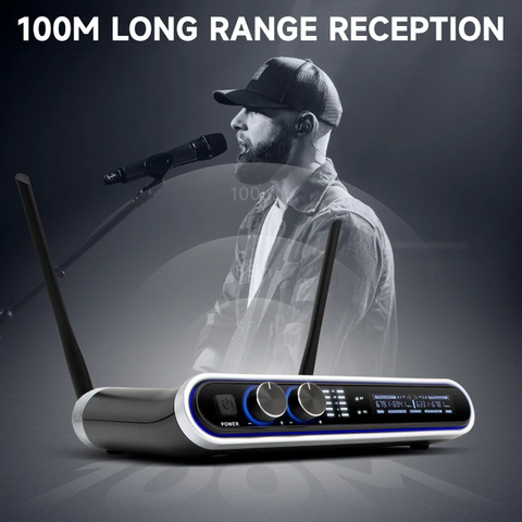 Hridz UR-109 PRO Dual UHF Wireless Microphone Kit