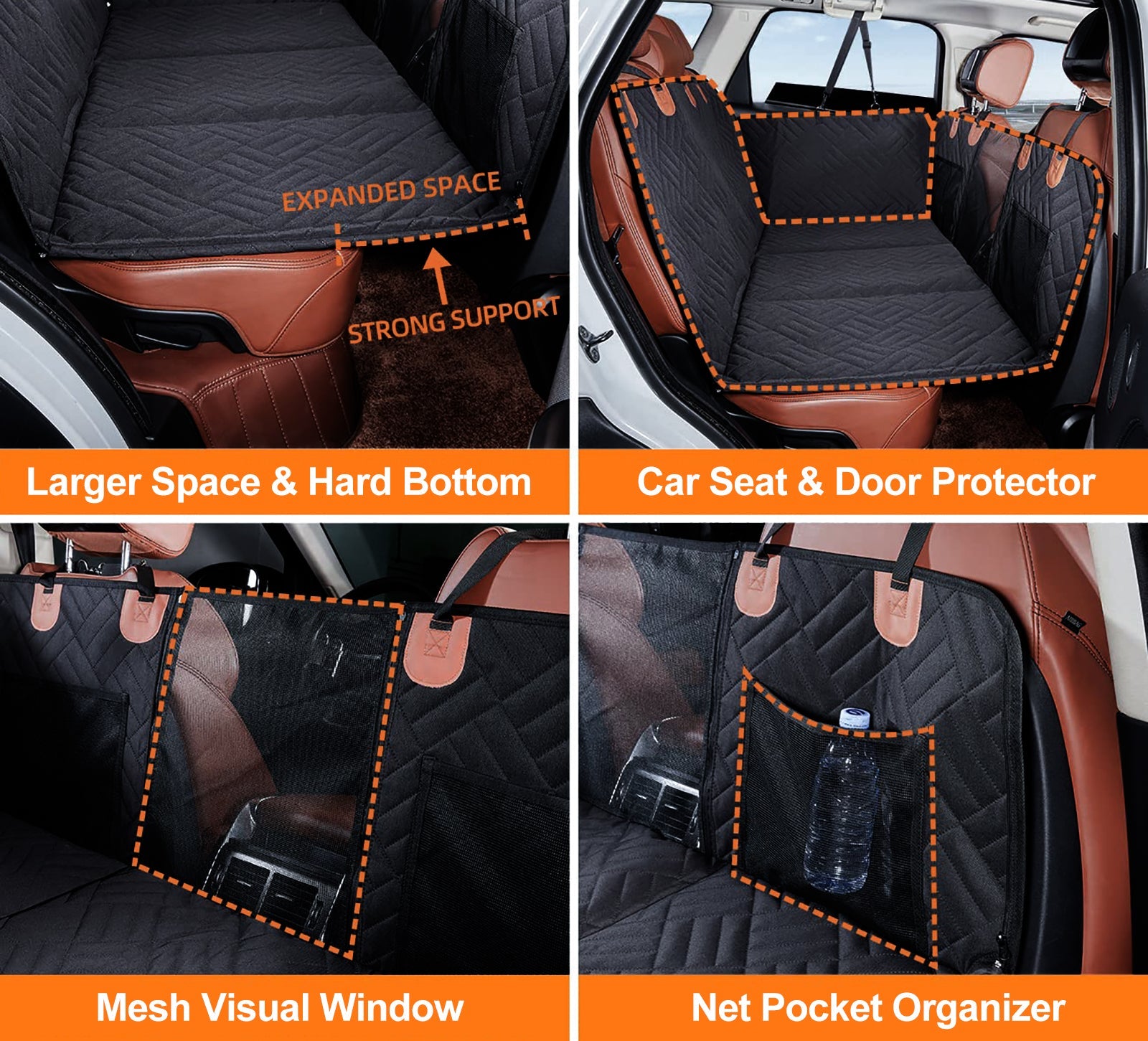 PawfectFriend Hard Bottom Car Back Seat Extender Hammock for Dogs – 63x132cm Waterproof - SuperSaverAU - view 3