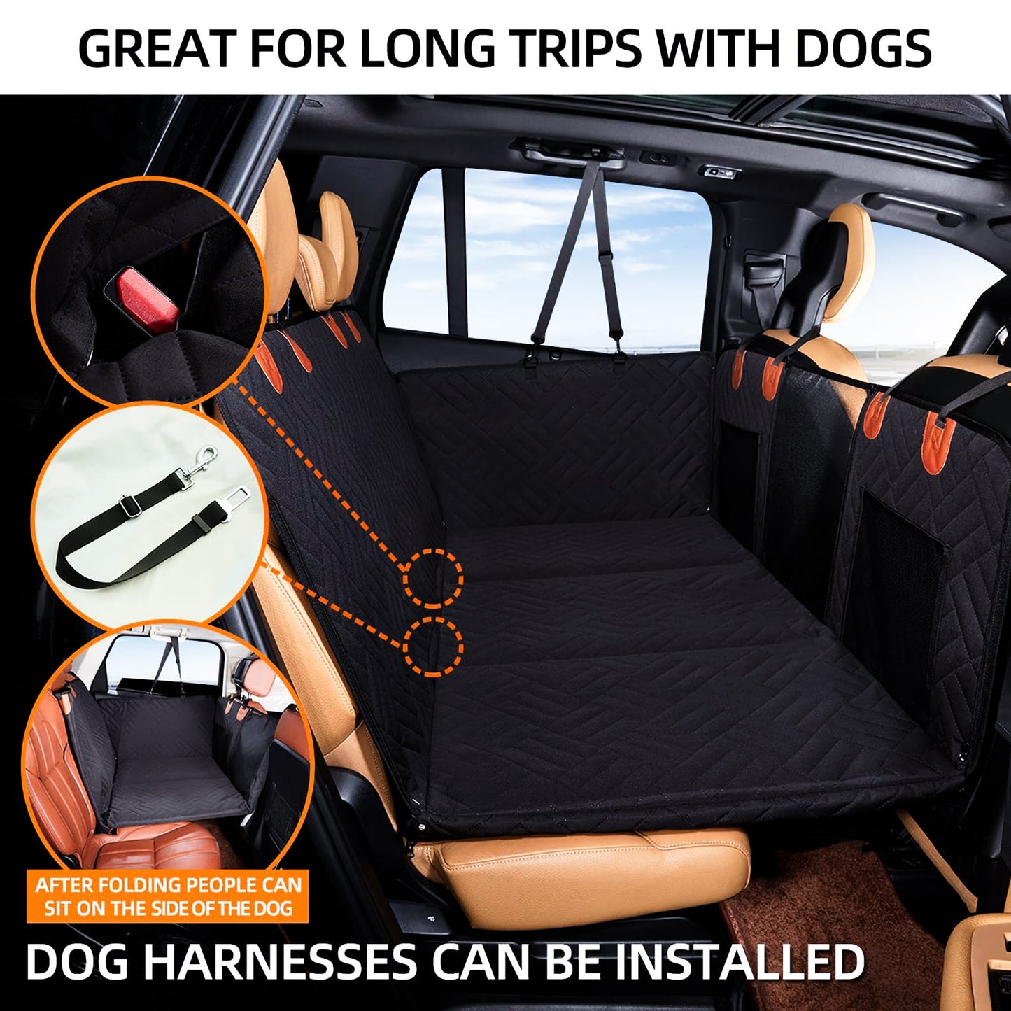 PawfectFriend Hard Bottom Car Back Seat Extender Hammock for Dogs – 63x132cm Waterproof