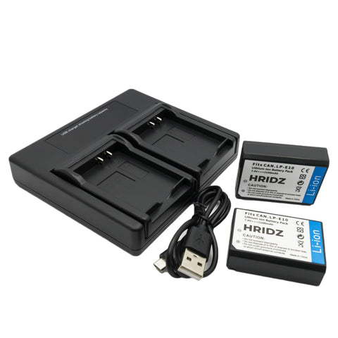 HridZ LP-E10 Battery Pack for Canon, 2-Pack 1100mAh with Dual Charger - SuperSaverAU - view 1
