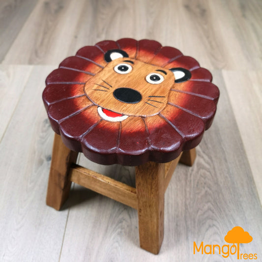 Kids Wooden Stool Lion - 26cm