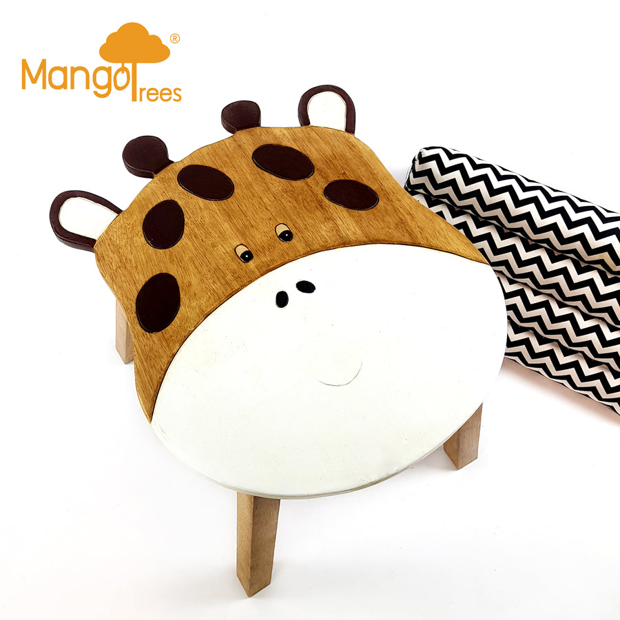 Kids Wooden Table Giraffe - 57cm x 47cm x 46cm - Hand-carved Eco-friendly Rubberwood - SuperSaverAU - view 1