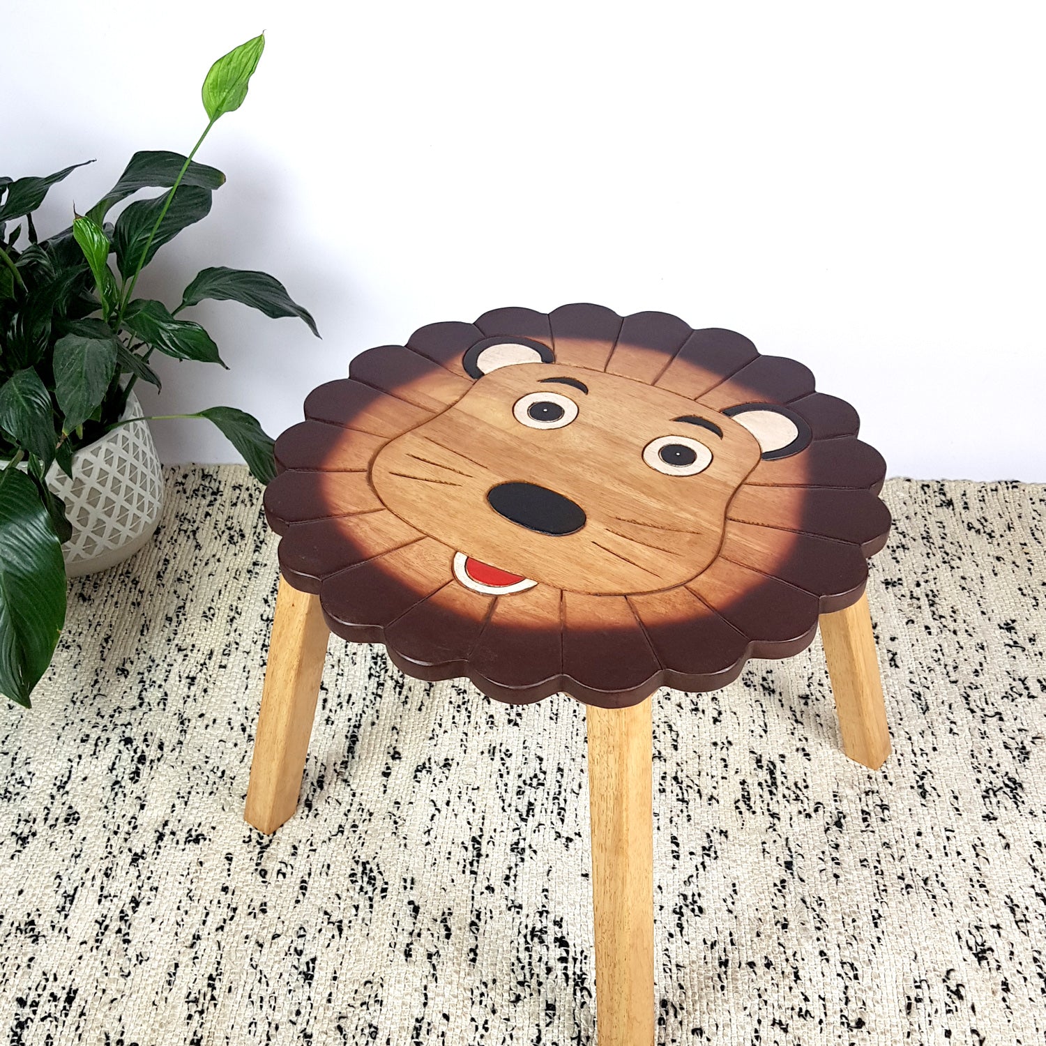 Kids Wooden Table Lion - 55cm x 55cm - SuperSaverAU - view 1