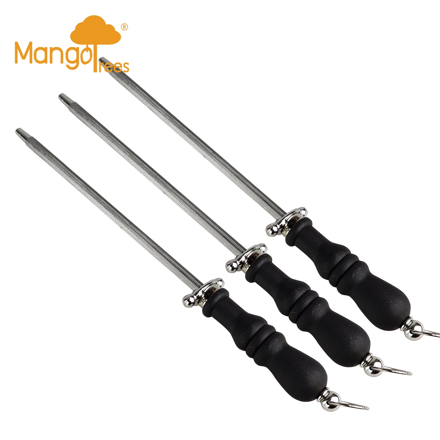 Knife Sharpening Steel Set of 3 - 20cm Commercial Grade with Plastic Handle