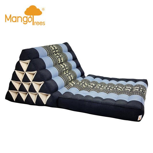 BlueEle Jumbo 1 FOLD Thai Triangle Pillow Mat - Handmade Cotton, Organic Kapok, 85cm x 55cm