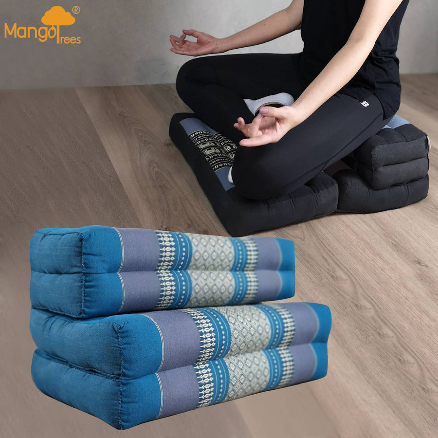 Thai 3-Fold Zafu Meditation Cushion Set 50x50 cm 100% Kapok Cotton Foldable - SuperSaverAU - view 1