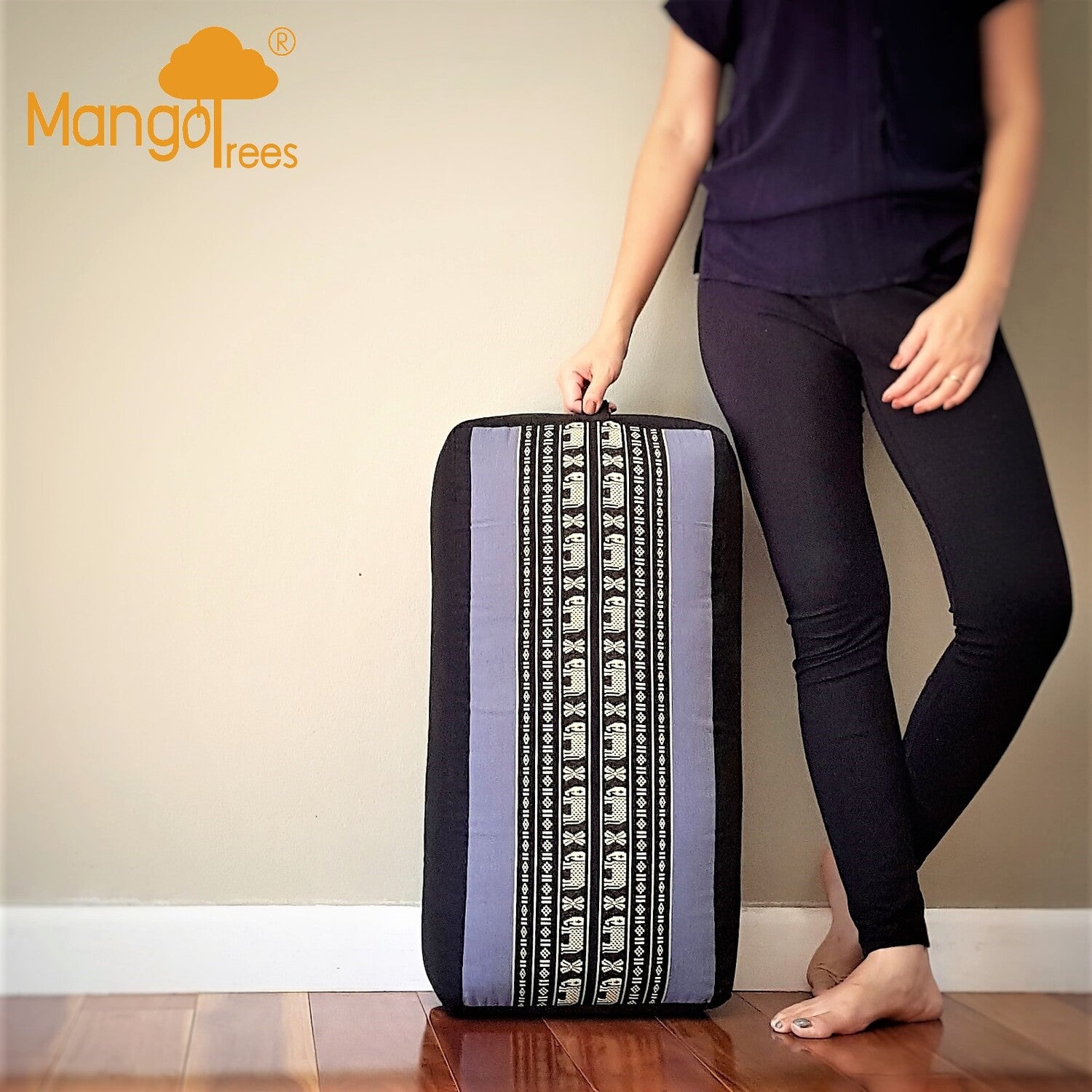 BlueEle Handmade Oblong Yoga Bolster Cushion 60x30x15cm Organic Kapok Fibre - SuperSaverAU - view 1